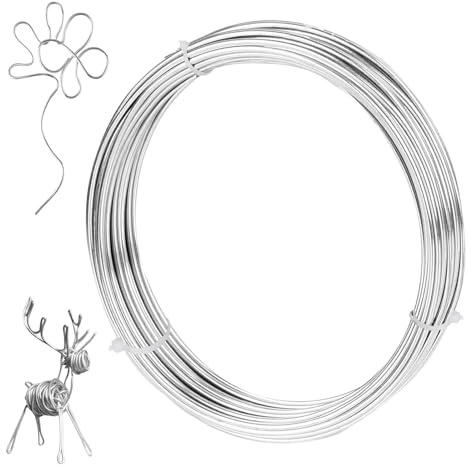 Filo in acciaio inox 304, argento, filo metallico flessibile per la produzione di bambole, scheletro fai da te, sculture metalliche, modellazione di pezzi di gioielli (argento, 60 metri, diametro 1 mm