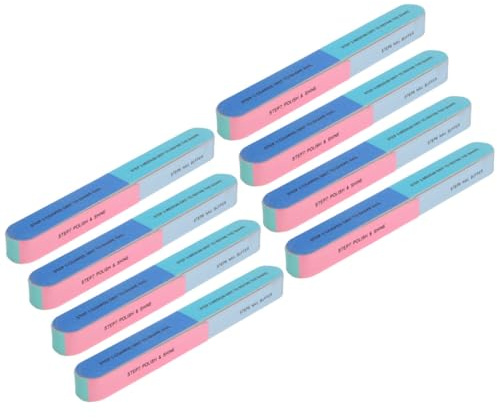 ASAKKURA 8 Limas Profesionales para Uñas 6 Lados y 7 Pasos, Bloques Pulidores Reutilizables de Esponja para Uso Profesional en Mujeres