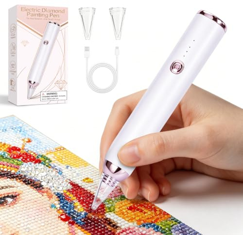 Yellcetoy Diamond Painting Bolígrafo Eléctrico, rotulador inalámbrico para Pintura con Diamantes con Dos Puntas, succión de 3 velocidades, Accesorios para Kits de Arte con Diamantes para Adultos