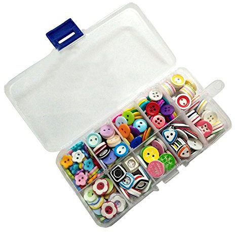 byou Harz Knopf,Handwerk Knöpfe 285 Pieces Gemischte Farbe und Gestalten Knopf mit Aufbewahrungsbox für DIY Nähen Handwerk
