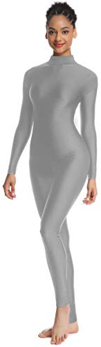 OVIGILY Adult High Neck Long Sleeve Dance Unitard for Women Bodysuits Full Body Leotard Spandex Catsuit