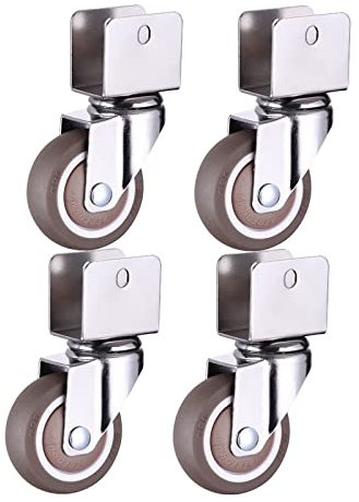 Juego de 4 piezas Ruedas Giratorias,Caucho Muebles Ruedas Girar con Soporte Tipo U,rueda universal con freno Rueda para Cunas(Color:16mm,Size:2in)