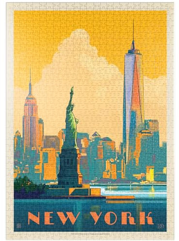 MyPuzzle New York City: Skyline Glow, Vintage Poster - Premium 1000 Pezzi Puzzle - MyPuzzle Collezione speciale di Anderson Design Group