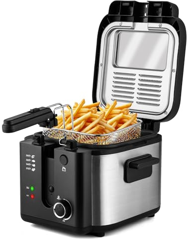 SUSTEAS Deep Fryer with Basket, Electric Deep Fryers for Home Use, 2.25Qt
