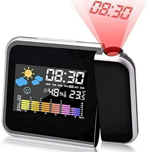 Projektionswecker Digitaler Led Wecke Usb Aufladung Lcd Farb Displaybeleuchtung Digital Snooze Wecker Mit Temperaturanzeige Hygrometer Innentemperatur Wecker Datumsanzeige 12&24 Für Schlafzimmer Büro