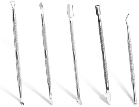 5 Pcs Nagelhautschieber, Nagelhautschneider, Cuticle Pusher, Nagelhautschieber Edelstahl, Doppelseitige Nagelschieber und Unternagelreiniger für Fingernägel und Zehennägel