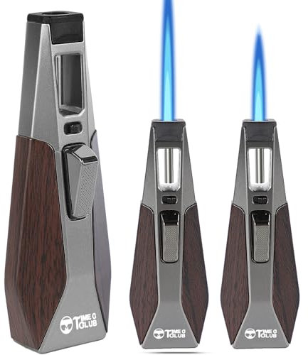 Bruciatore butano ricaricabile, bruciatore butano con blocco di sicurezza, fiamma regolabile, bruciatore per fornelli da cucina, design antivento, cucina gourmet, bruciatore per saldatura (butano non