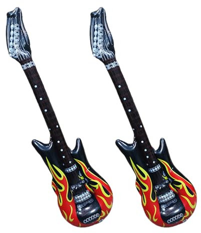 2 chitarre ad aria gonfiabili, gonfiabili, per adulti, palloncini gonfiabili, accessori ACDC, chitarra ad elio, con strumenti per uomini e donne, per feste a tema