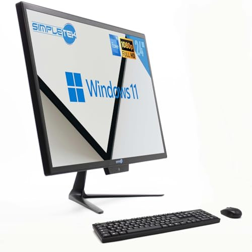 SIMPLETEK - All-in-One i5 24 tum 4 GB 480 GB Full HD Windows 11 Pro med trådlös mus och tangentbord | Wifi + Bluetooth | Inbyggd webbkamera