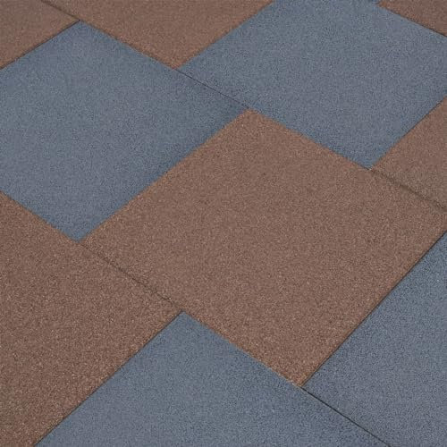 Furniture select-Lot de 12 dalles de protection contre les chutes en caoutchouc Gris 50 x 50 x 3 cm