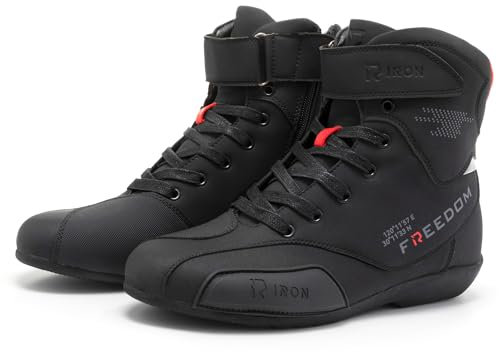 RIDEIRON Motorradschuhe Herren Motorradstiefel Männer Lässige Atmungsaktive Motorrad Schuhe Reissverschluß mit Schaltpolster Rutschfeste Sohle