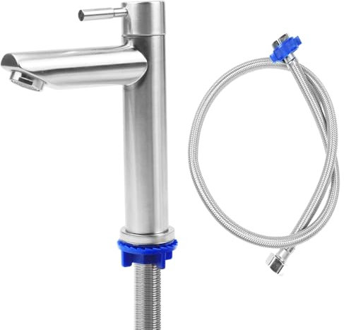 Grifo Agua Fria, Grifo De Lavabo, Grifos Para Lavabos De Baño, Grifo De Baño Solo Agua Fría Con Manguera De Conexión De 80 Cm, Aplicable Para Baños, Cocinas y Lavabos, Con Flujo De Agua Continuo