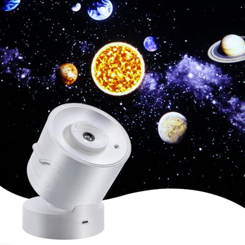 Planetarium Projector Night Light with 6 Film Discs for Bedroom,Starry Projector Lamp Space Night Light with Timer for Adults and Children,Rechargeable Star Mood Light for Party,Gift