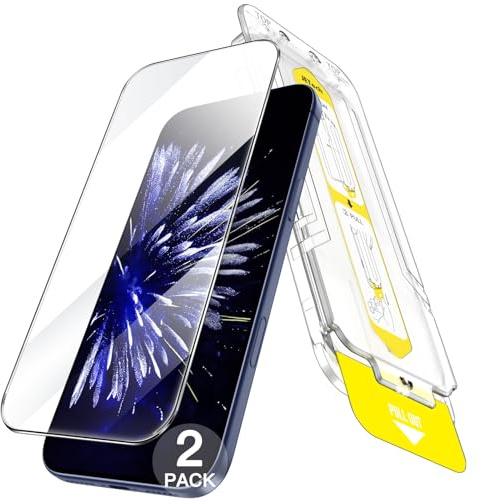 JETech Protector Pantalla para iPhone 17 Pro 6,3 Pulgadas, Kit Instalación Súper Fácil en 10 Segundos con Bandeja Alineación Solo Paso, Cristal Vidrio Templado Antihuellas, 2 Unidades