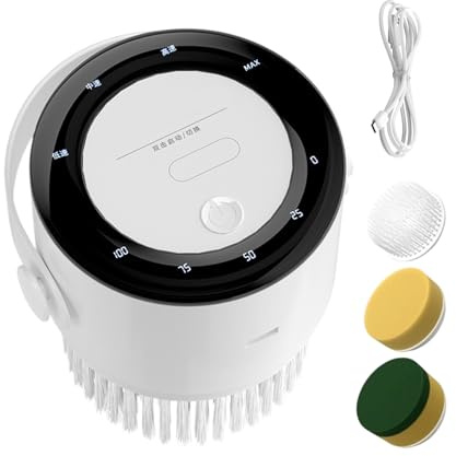 JINGLING Spazzola di Pulizia Elettrica | 1200mAh Batteria Ricaricabile con Testine Sostituibili | Pulitore Automatico Senza Fili Potente per Piastrelle e Bagno | 3 Testine di Ricambio per
