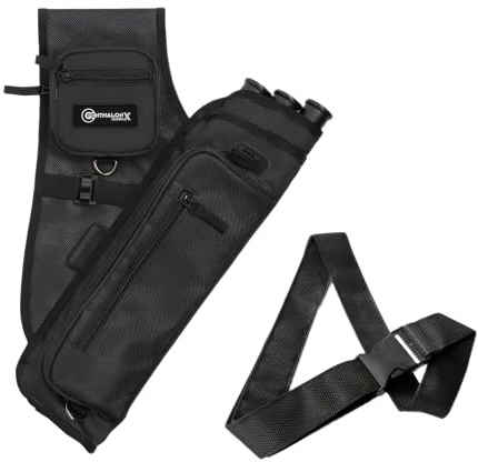 Penthalon Seitenköcher GuardX für Pfeile - Robuster Köcher für Pfeile für Erwachsene und Kinder, praktische Seitentrageweise, verstellbarer Gürtel, für Rechtshänder, schwarz, 45x33x5 cm