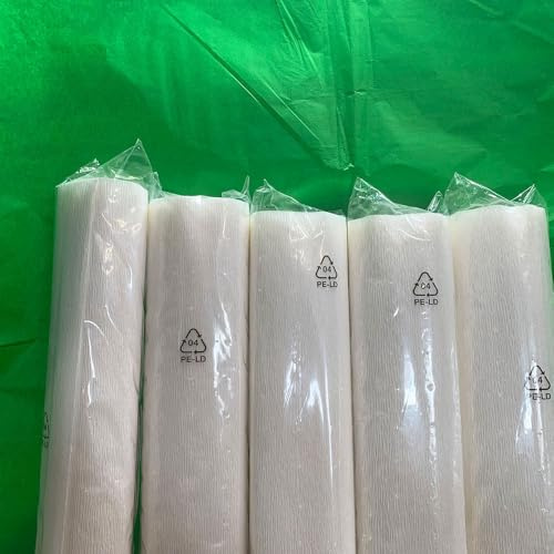 FloristryWarehouse Paquete de 5 rollos de papel crepé de 180 g, 50 x 250 cm, color blanco (sombra 600)