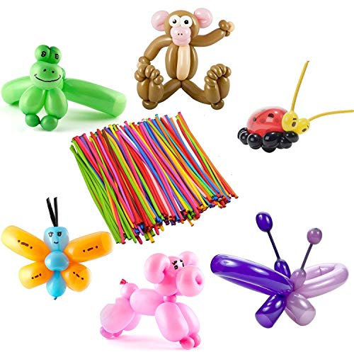 Miya 100 x Super Modellierung Ballons Kit, Luftballons Bunt Magic Modellierballons für Feiern Geburtstage Clowns Veranstaltungen Dekoration