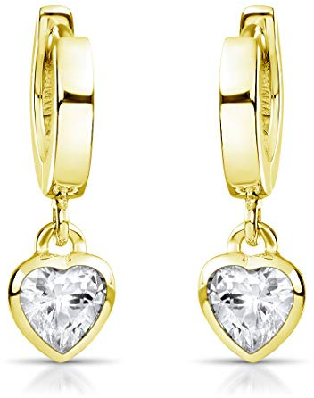 MATERIA by Matthias Wagner Orecchini a cerchio in argento 925 placcato oro con zirconi, 12.2 mm, Argento sterling