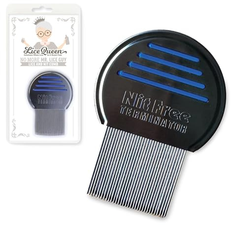 Lice Queen No More Mr. Lice Guy - Stainless Steel Lice & Nit Comb for Kids & Adults - Extra-Fine Teeth for Lice Removal on All Hair Types - Comb May Vary