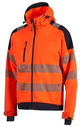 U-Power MIKY, Giacca Softshell, con Multitasche, Tessuto Stretch, Antivento, Idrorepellente, Capospalla, Con Polsini Elasticizzati, Bande Riflettenti (YELLOW FLUO_L)