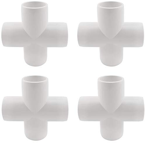 SDTC Tech 4 Stück 1,9 cm Kreuz-PVC-Armatur, 4-Wege-Möbel-Rohrverbinder für Heimwerker, PVC-Regal, Garten, Stützstruktur, Aufbewahrungsrahmen