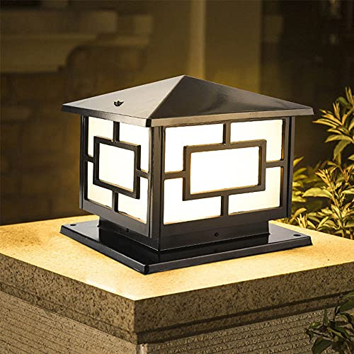 Mengjay Trade Lámpara de Sobremuro Exterior en Aluminio - Pedestal Moderno de Jardín Impermeable Cuadrado E27 para Patio, Terraza y Caminos, Negro