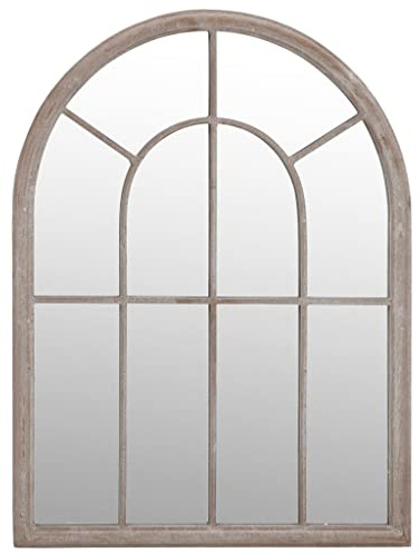 vidaXL Mirror Home Living Room Bedroom Garden Wall-mounted Hanging Gothic Arched Window Decor Wall Mirror Sand 60x45 cm Iron for Indoor Use