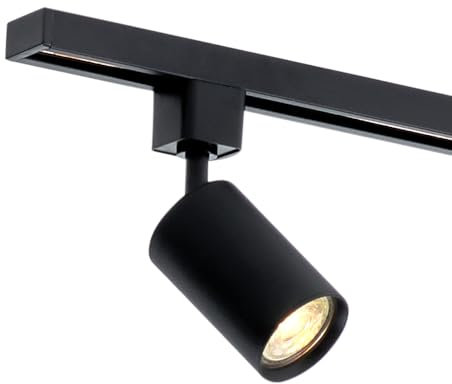 Qub Focus III – Spot LED sur rail monophasé GU10 – Plafonnier projecteur noir – Compatible système de rail au plafond – Éclairage moderne pour salon, cuisine ou bureau