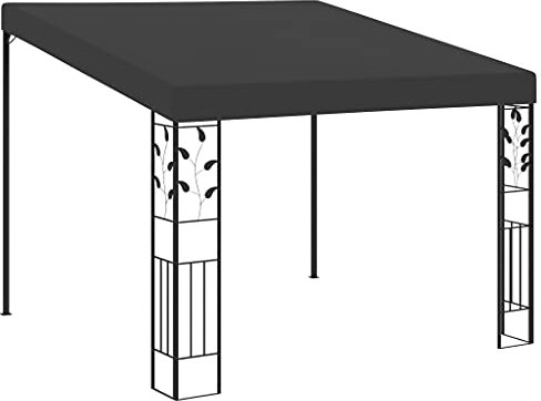 Keketa Wand Pavillon Gartenpavillon Anbaupavillon Sonnenschutz Sonnenmarkise Terrassenpavillon Terrassendach Gartenzelt Partyzelt für Garten Terrasse Balkon 3x3x2,5 m Anthrazit