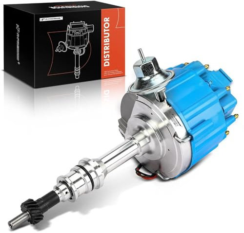 A-Premium HEI Ignition Distributor with 65K Volt Coil Compatible with SBF Ford Small Block V8 221 260 289 302 - Mustang, F-100, F-150, F-250, F-350, GT40, 300, 1030213 PE330U, Blue Cap