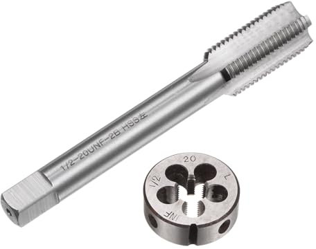 QUARKZMAN Set di 2 Pezzi Rubinetti e Matrici, Maschio a Filettare a Mano Sinistra 1/2-20 UNF e Fresa Rotonda, Kit di Maschio e Fresa per Riparazione Filettature Dadi Viti Bulloni