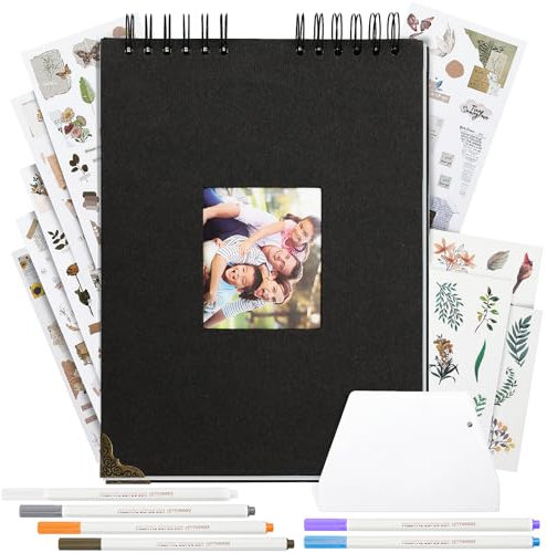 Mooshy Fotoalbum zum Selbstgestalten, Scrapbook Fotoalbum Schwarze Seiten 40 Seiten Fotobuch zum Selbstgestalten für Baby Familie Jahrestag Geburtstags Valentinstag Hochzeit Geschenk Erinnerungsbuch