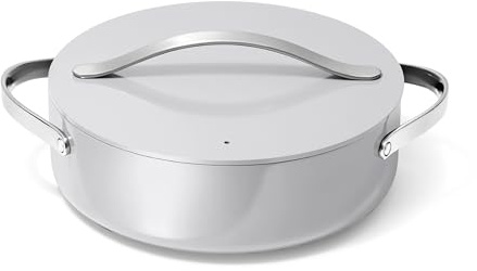 Caraway Rondeau - 6 Qt Non-Stick Cookware Pan with Lid - Free From Forever Chemicals - Perfect for Searing, Braising, & Roasting - Gray