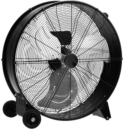 Wintem - Ventilatore Industriale da Terra XXL 60cm 240W con 3 Pale in Metallo, 3 Velocità Regolabili, Inclinazione Orientabile, Struttura Robusta in Metallo con Ruote, Ideale per Officine e Magazzini