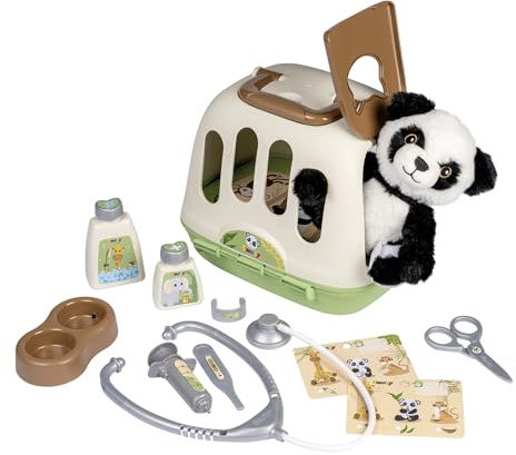 Smoby - Mallette Vétérinaire 2 en 1 - Cage de Transport - Peluche Panda Incluse - Nombreux Accessoires - Facilement Transportable - A Partir de 3 Ans - Fabrication Française