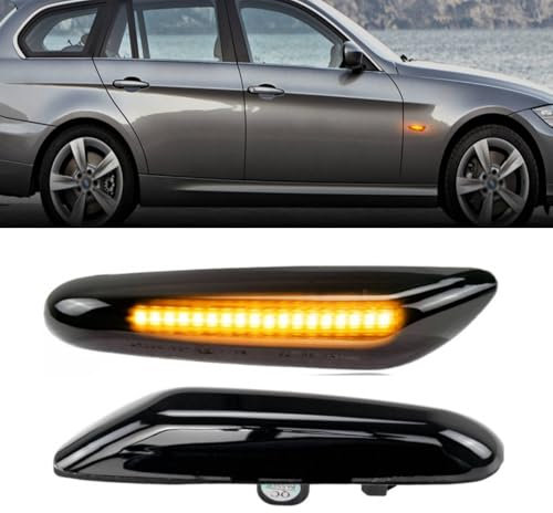 AUTOXBERT 2x LED Blinker Seitenblinker für BMW 1 Series E81 E82 E87 E88 3 Series E36 E46 E90 E91 E92 E93 5 Series E60 E61 X3 E83 X1 E84 X5 E53, Seitenleuchten mit Canbus Fehlerfrei, Schwarz