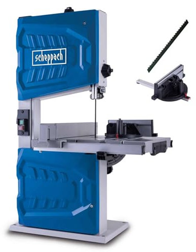 Scheppach Sega a nastro HBS261, altezza di taglio 130 mm, 2 velocità: 720 m/min e 1000 m/min | Incl. attacco parallelo, calibro di taglio trasversale e bastone scorrevole