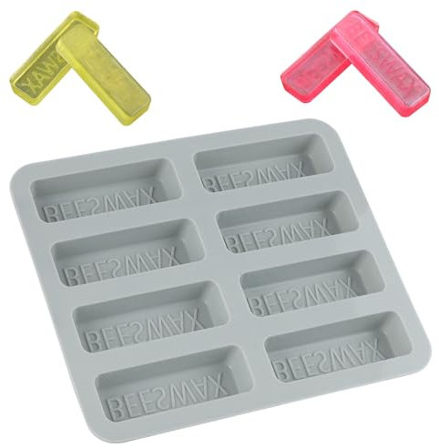 Beeswax Mold Silicone, Beeswax Bar Mold Makes 8 x 0.85oz Bars Reusable Easy Release Bees Wax Mould with Beeswax Embossed for Butter Candy Chocolate