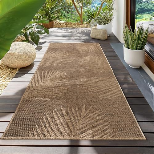 Teppium In- & Outdoor Teppich robust, wetterfest & pflegeleicht im natürlichen Jute-Look, ideal für Wohnzimmer, Küche, Terrasse, Garten und Balkon, 80x150 cm