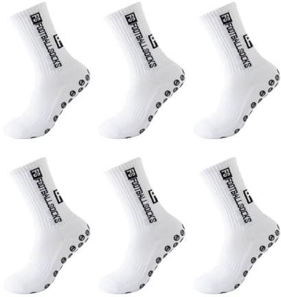 HCQC Chaussette antidérapante foot, Chaussettes antidérapantes homme, Chaussettes foot homme, Taille 40-45, 3 paires