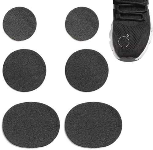 Toppa Adesiva per Scarpe - Kit 24 Pezzi Tallone, Foro - Patch Autoadesiva Rotonda (Nero)
