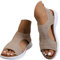 riou Sandales de sport orthopédiques pour femme avec bout ouvert et talon compensé lavable pour l'été, kaki, 37 EU