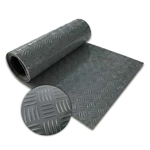Floordirekt Revêtement de sol en PVC - Aspect tôle ondulée - Sol industriel - Facile d'entretien et résistant - En rouleau avec découpe - Bullet gris foncé - 110 x 150 cm