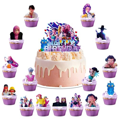 Set di 31 decorazioni per torte demo, decorazione per torte per ragazze, decorazioni per feste di compleanno per bambini, decorazione per torte di compleanno per bambini, decorazione di compleanno