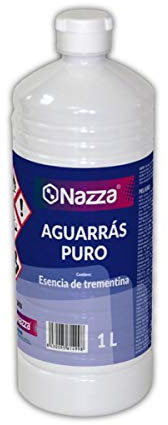 Aguarrás Puro Nazza | Esencia de Trementina | Aplicación y limpieza de pinturas sintéticas | Para aplicar pinturas al disolvente | Envase de 1 Litro