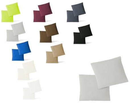 EXKLUSIV HEIMTEXTIL Kissenbezug Hülle Doppelpack mit Reißverschluss 40 x 40 cm Jersey Silber