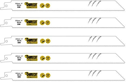 SabreCut SCRS1122HF_5 225mm 10 TPI S1122HF - Hojas de sierra de sable de corte rápido de madera y metal compatibles con Bosch Dewalt Makita y muchos otros