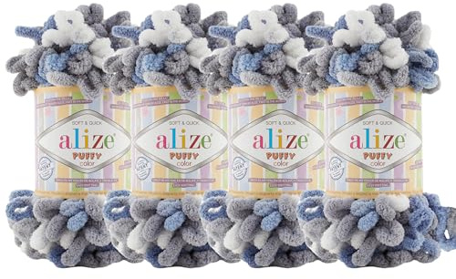 Alize Puffy färg babyfilt garn parti 4 skn 400 g 39,3 yds 100 % mikrofiber mjukt garn handstickningsgarn (6075)