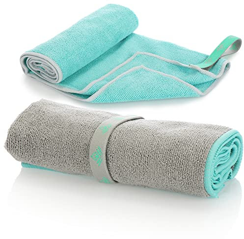 com-four® 2X Toalla de Yoga - Toalla de Pilates de Secado rápido - Toallas de Yoga 64 x 40 cm - Toalla de Microfibra para Deportes, Playa, duchas y baño [la selección varía]